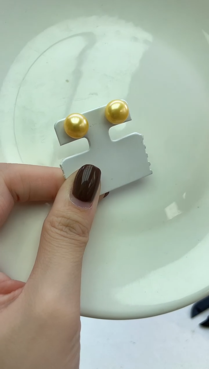 未镶嵌耳饰淡水珍珠黄色系耳饰