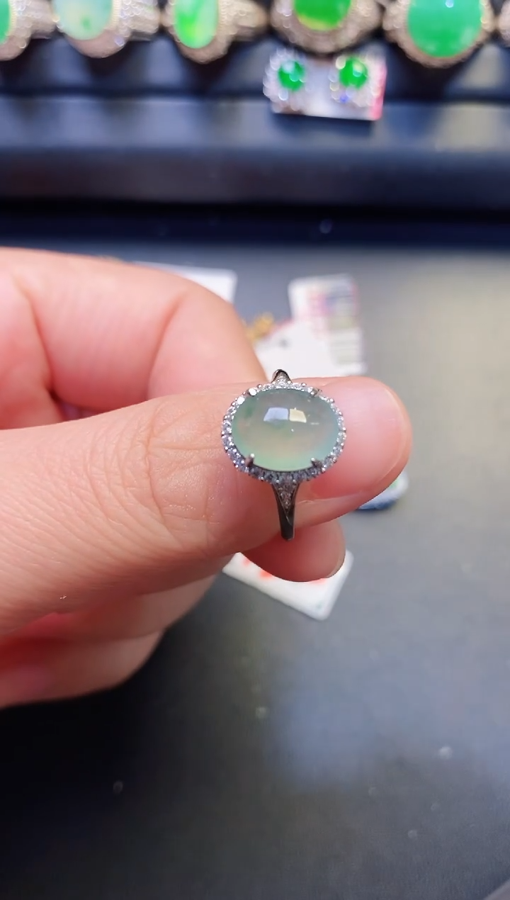 银S925镶嵌戒指翡翠天然