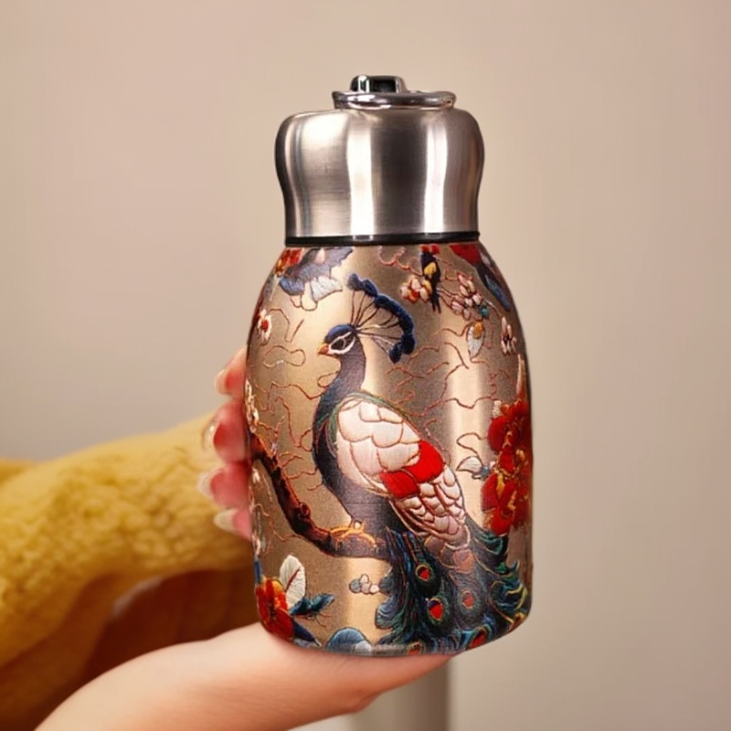 保温杯-提壶孔雀玻璃1702