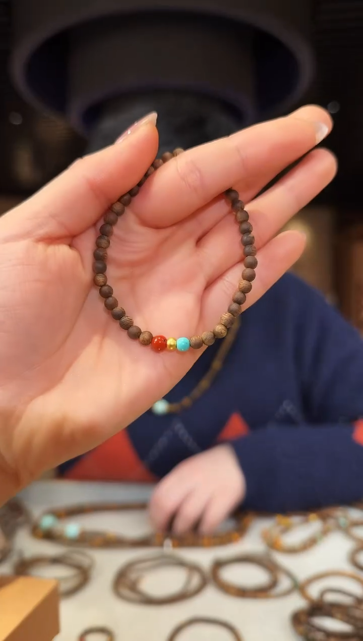 【闪购商品】沉香手串海南莺歌绿棋单圈圆珠