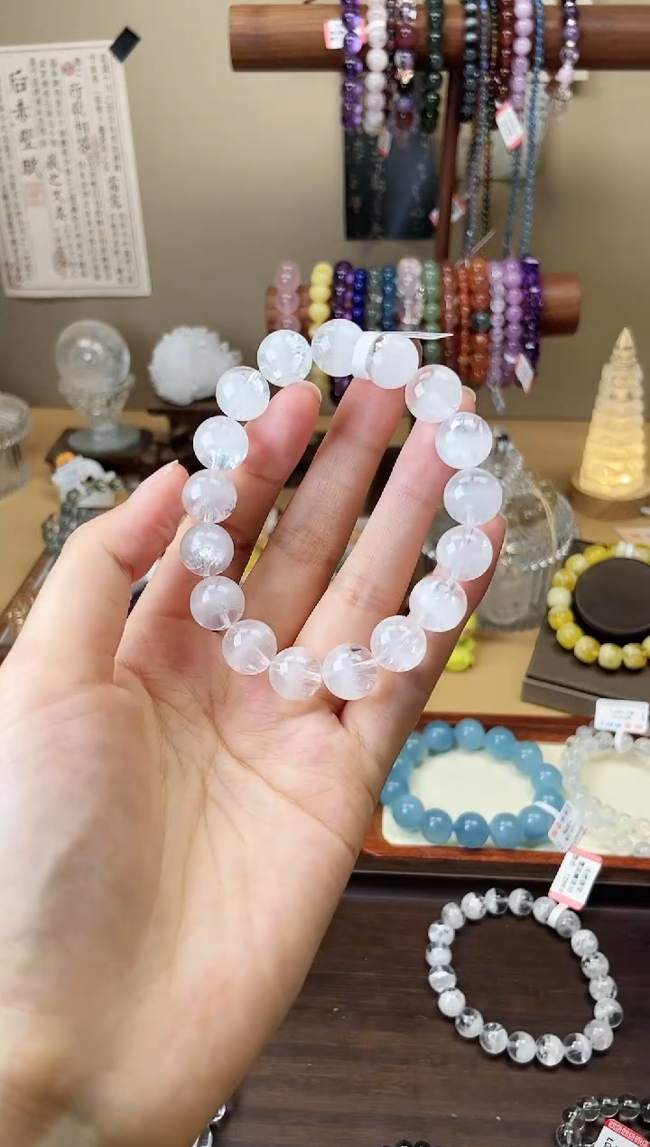 【闪购商品】水晶手链未镶嵌11.5mm白幽灵