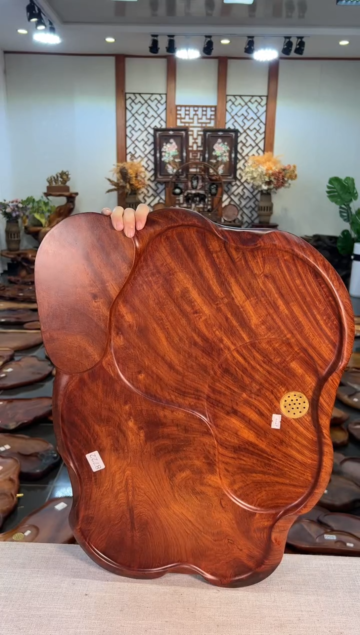 【闪购商品】大果紫檀（缅甸花梨）茶盘8722