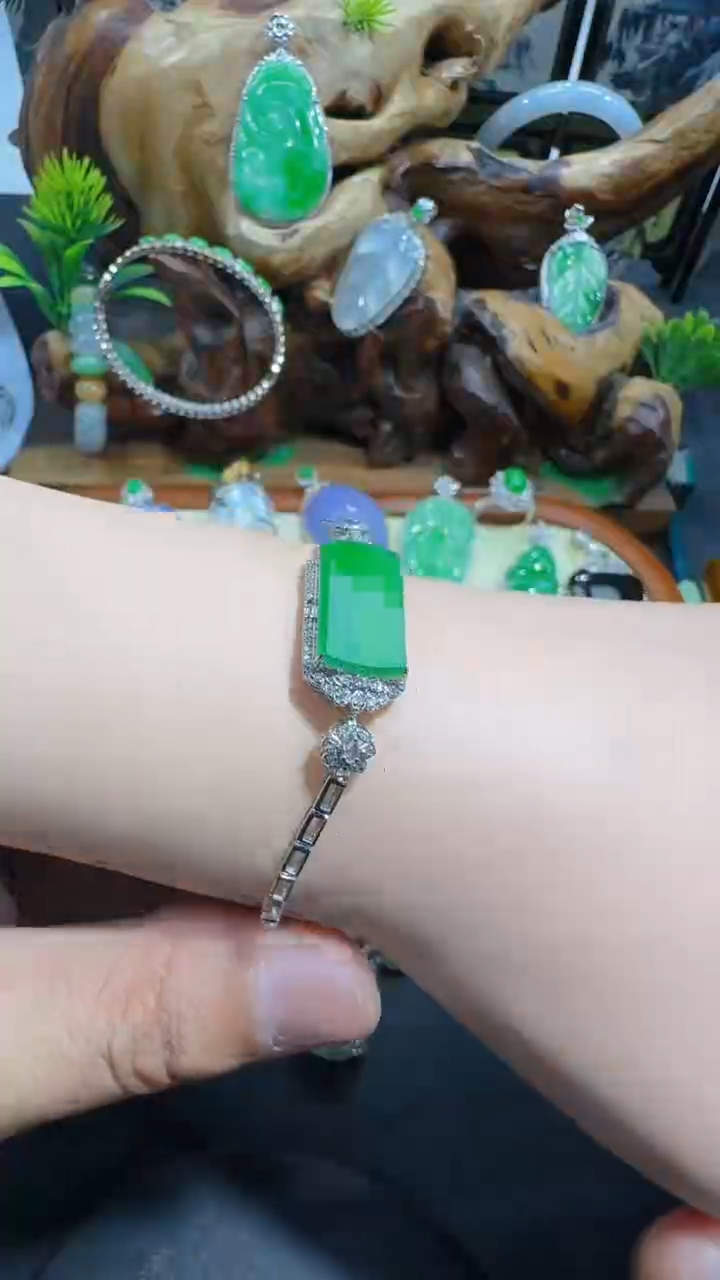 【闪购商品】翡翠手链18K金镶嵌手链