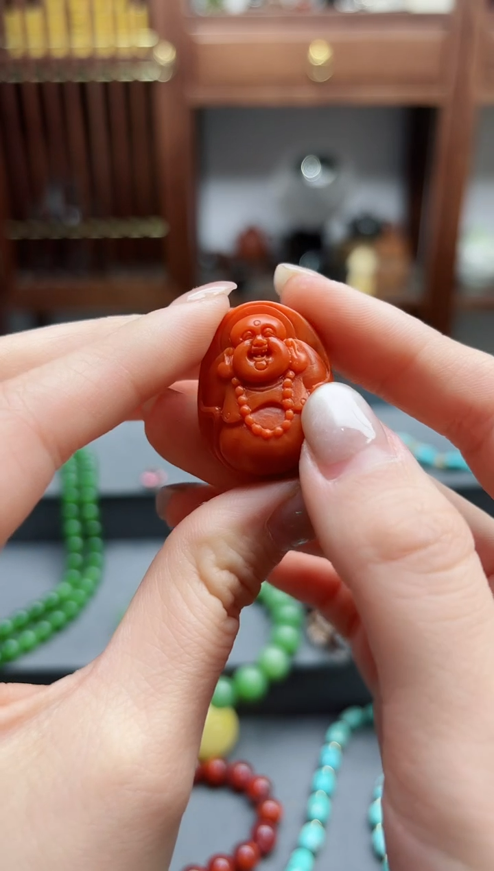 【闪购商品】南红玛瑙未镶嵌颈饰南红佛公吊坠JMC编绳