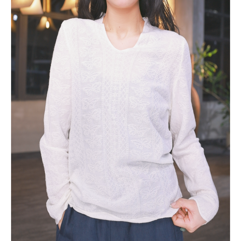 东倪原创法式减龄气质慵懒风V领蝴蝶针织衫毛衣打底衫 85A0201