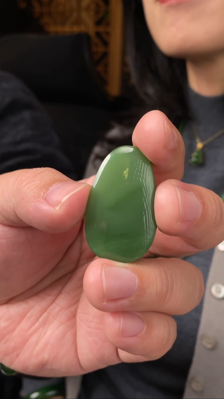 【闪购商品】和田玉吊坠未镶嵌【玉道侠侣】俄料碧玉7号矿无事牌