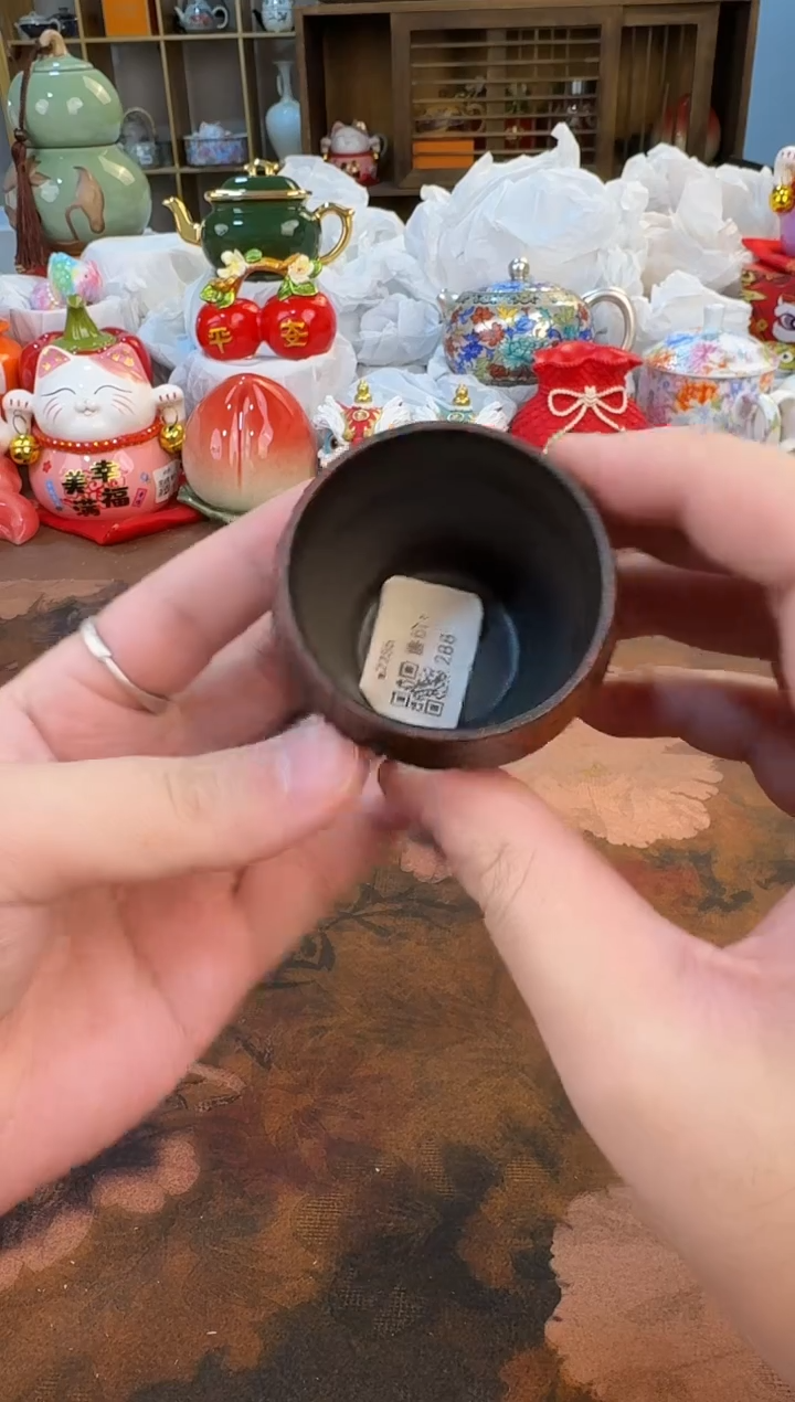 摆件陶老岩泥山楂红茶杯w2256