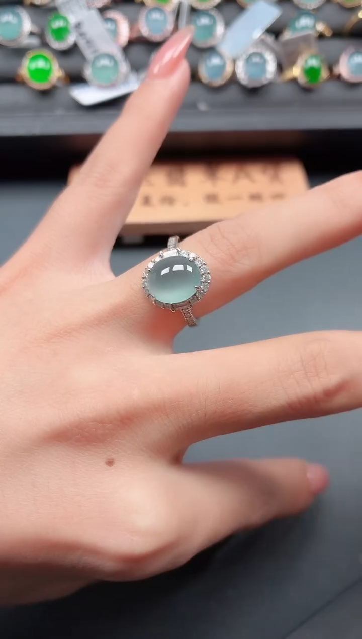 银S925镶嵌戒指翡翠11
