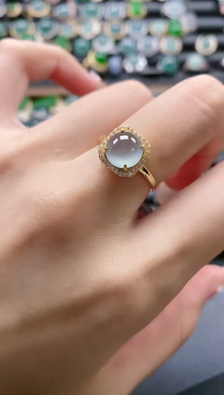 【闪购商品】翡翠戒指银S925镶嵌5151-8