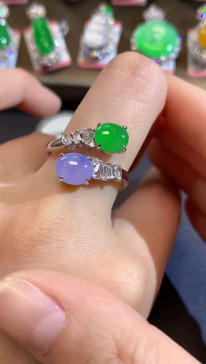 18K金镶嵌戒指翡翠A76 多样性发货一件