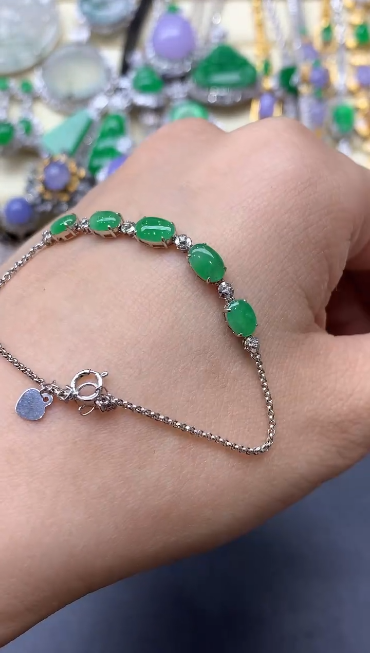 18K金镶嵌手链翡翠542-中国好珍宝