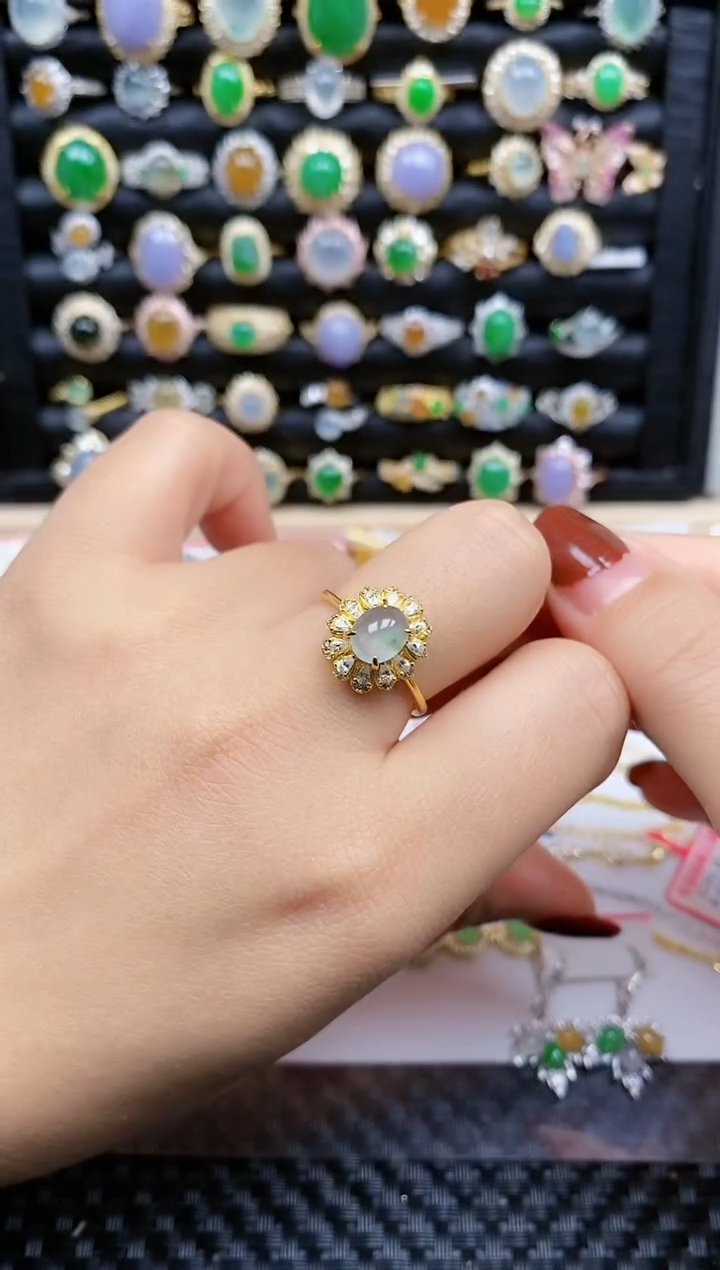 银S925镶嵌戒指翡翠453