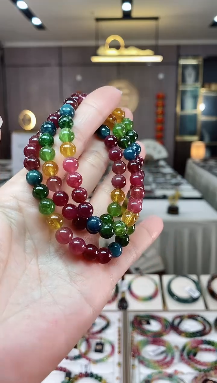 【闪购商品】碧玺三圈手串7mm+未镶嵌（多样性发一条）hon