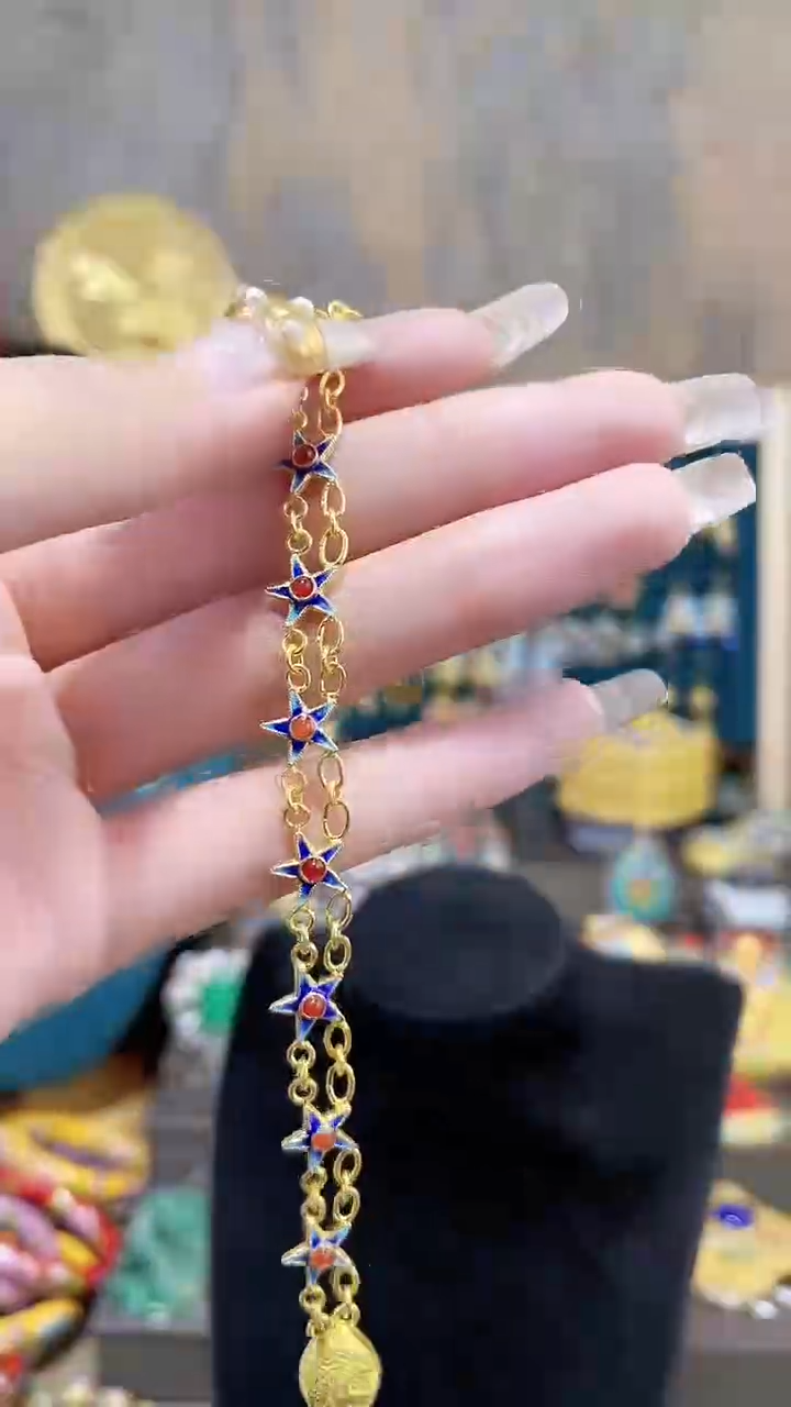 非遗手工花丝镶嵌手链