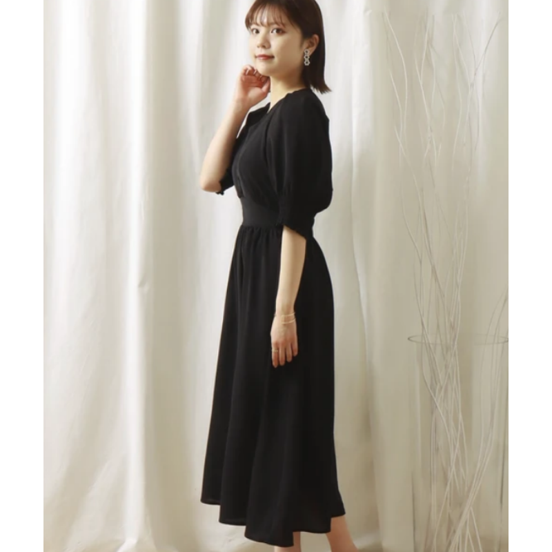 【DD外贸】 夏季新款 M 气质显瘦复古收腰纯色长款连衣裙