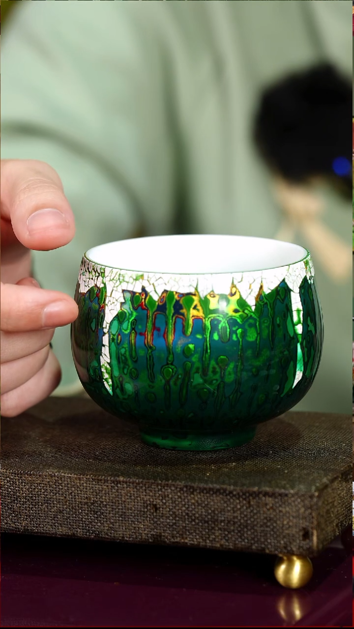 孔雀翎蛋壳镶嵌主人杯-太古大漆