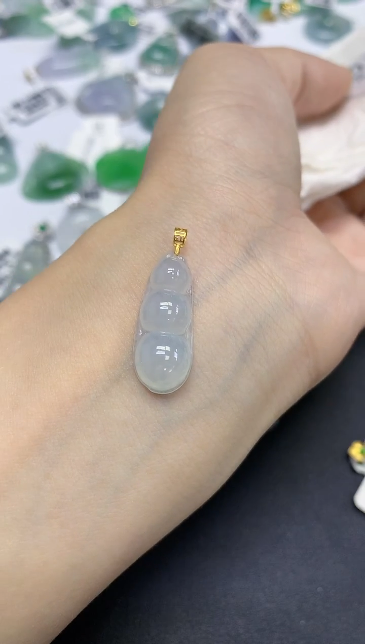 颈饰18K金镶嵌翡翠天然缅甸翡翠A货百元以上9元证书费自理