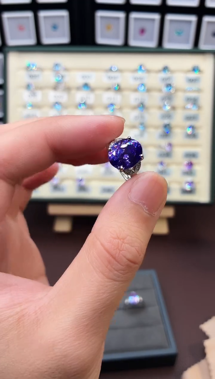 无925银轻奢紫色女神戒指