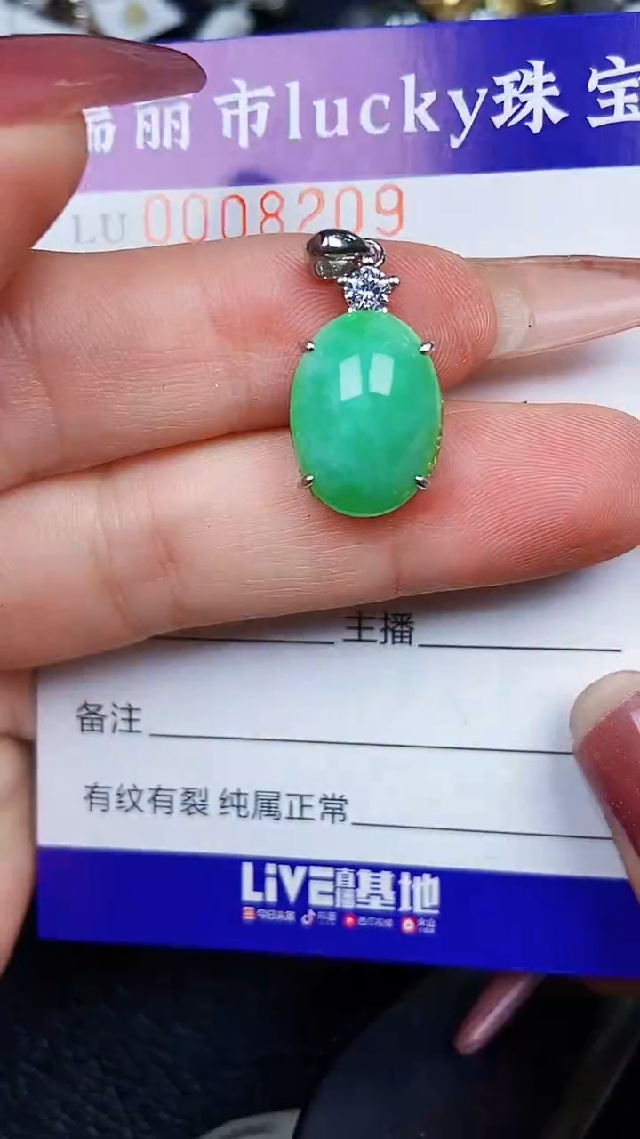 颈饰银S925镶嵌翡翠8209