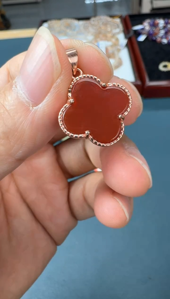 玛瑙/玉髓吊坠(不含链)未镶嵌【JQ】四叶草吊坠（多样性发其一）