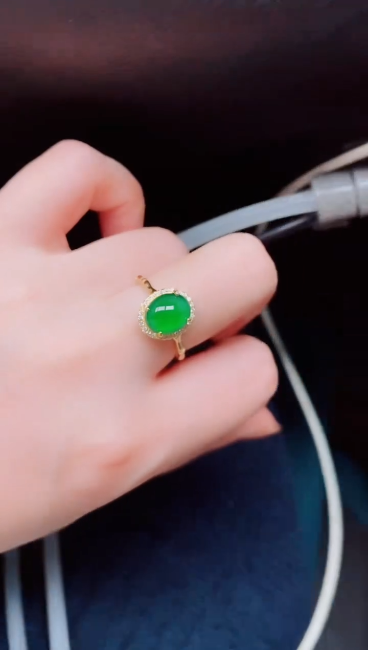 【闪购商品】翡翠戒指银S925镶嵌天然a货翡翠661