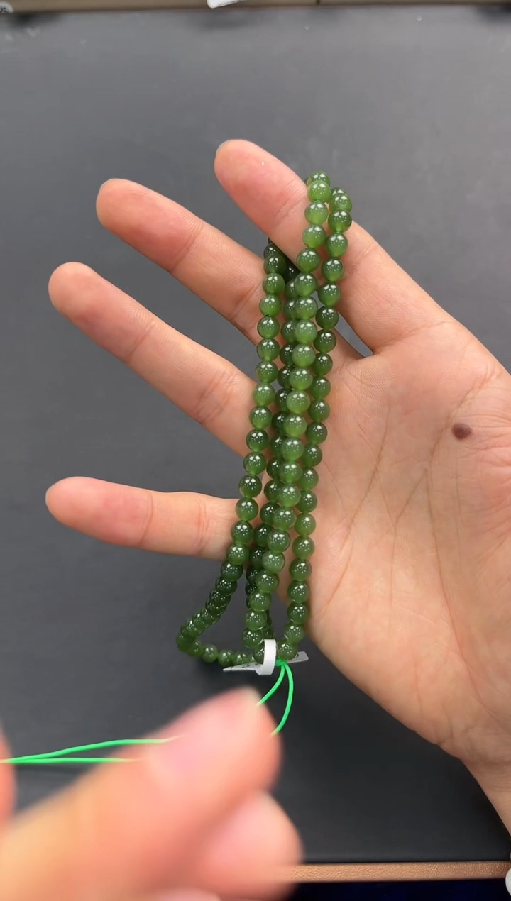 未镶嵌手串和田玉平**?俄碧108项链卡6微色差