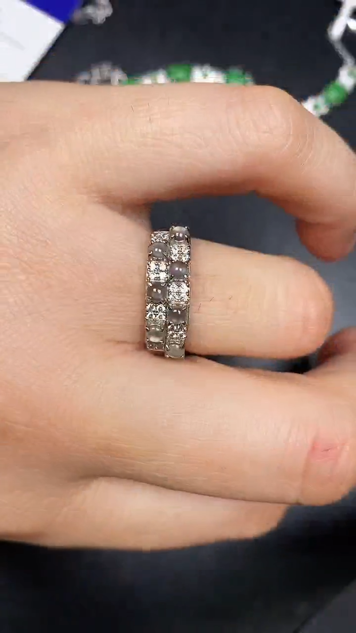 银S925镶嵌戒指翡翠3730