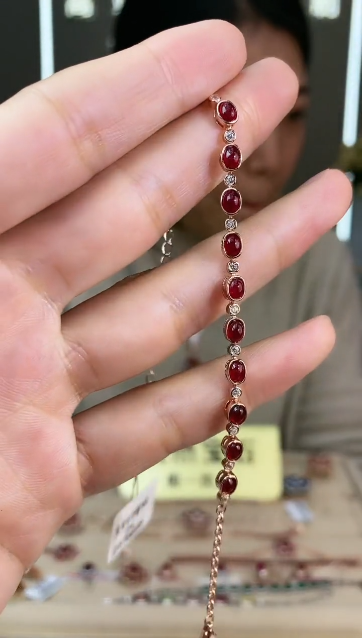 【闪购商品】红宝石手链银S925镶嵌手链