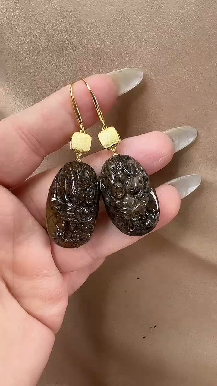 琥珀颈饰未镶嵌耳环