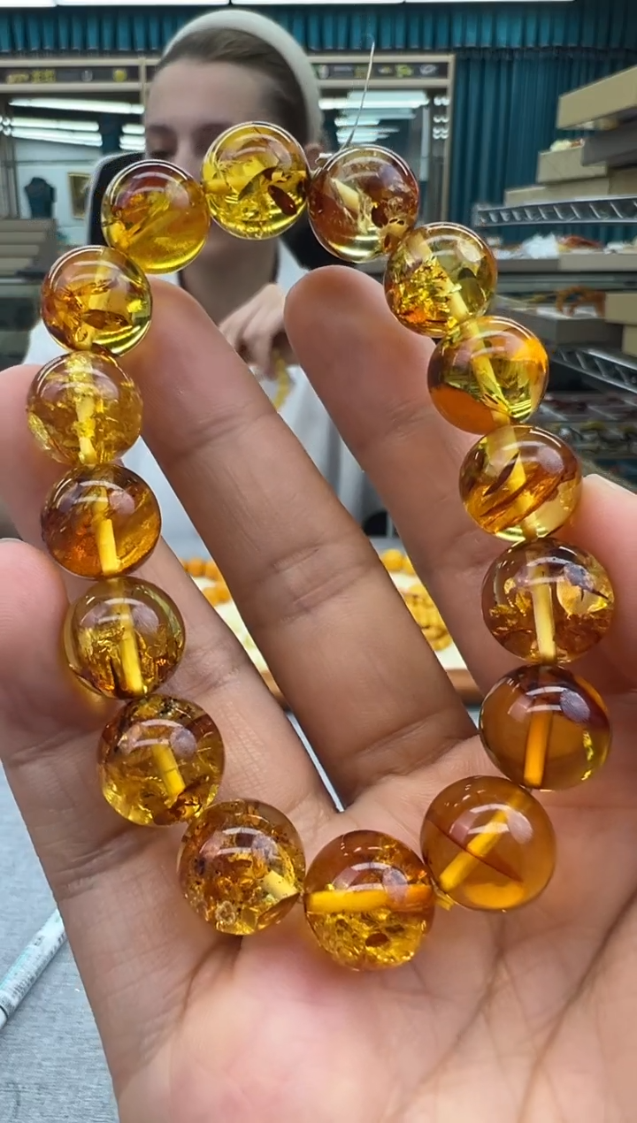 未镶嵌琥珀手链28秒拍号假一罚十