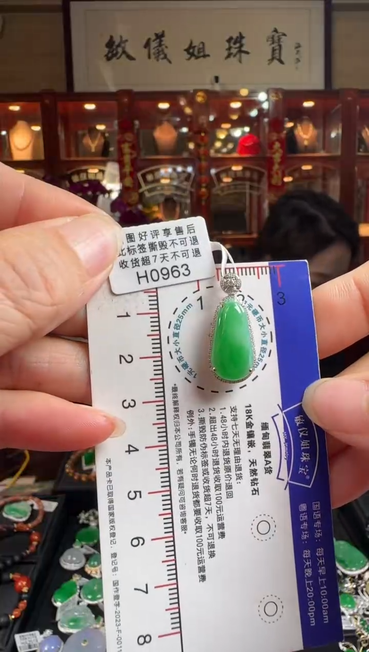 【闪购商品】翡翠颈饰18K金镶嵌H0963绿福瓜