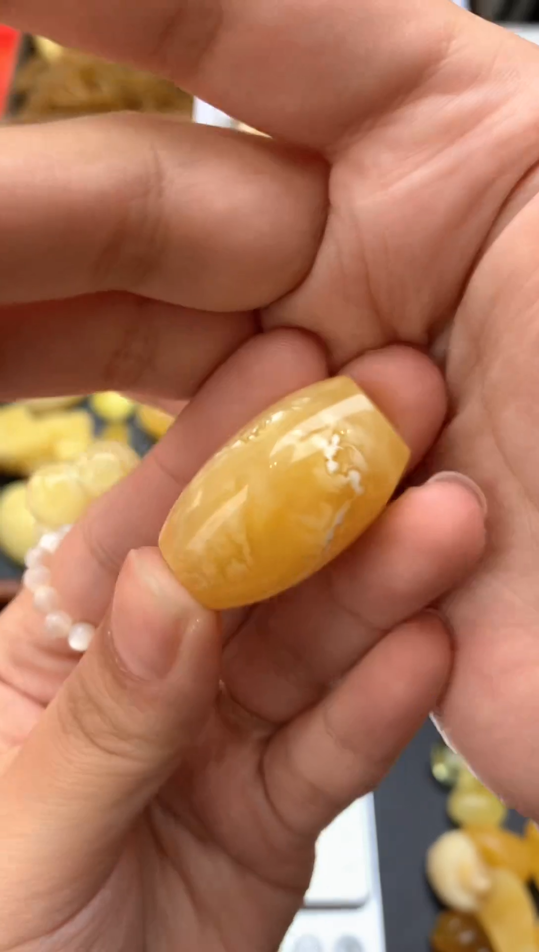 【闪购商品】琥珀珠宝奇石未镶嵌089琥珀蜜蜡花粉有纹小坑介意勿拍