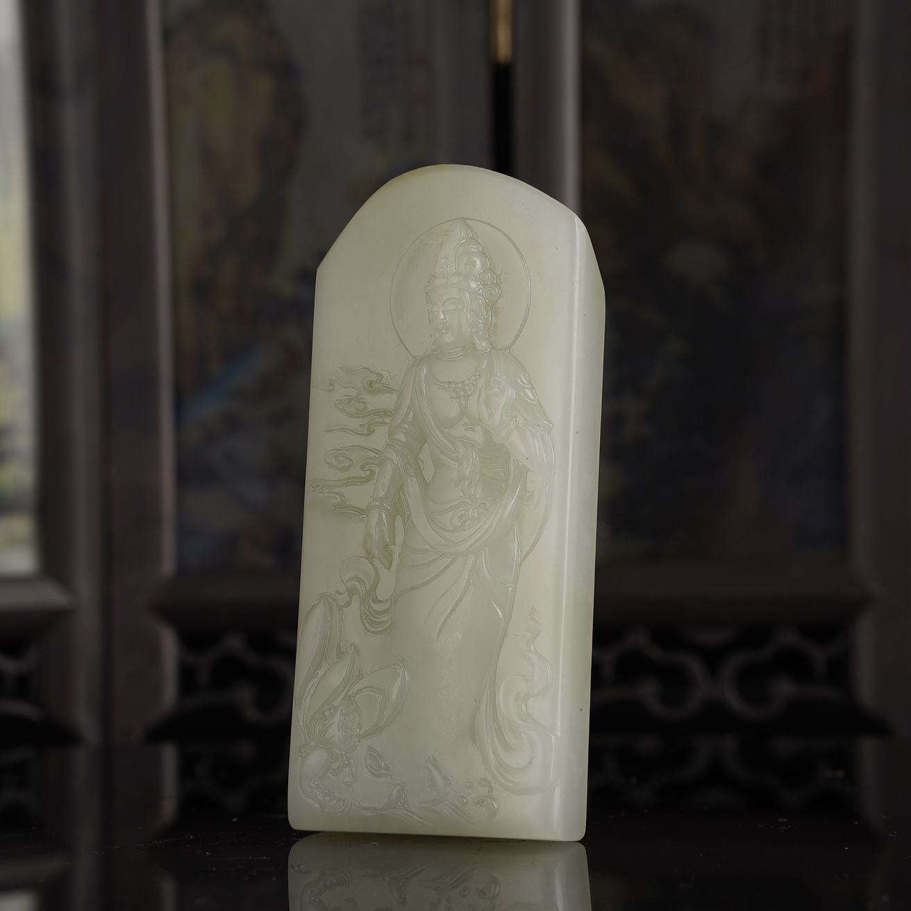 XR11956二十世纪和田玉观音牌挂坠