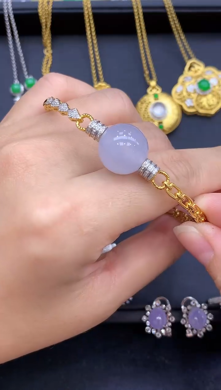 18K金镶嵌手镯翡翠368-中国好珍宝