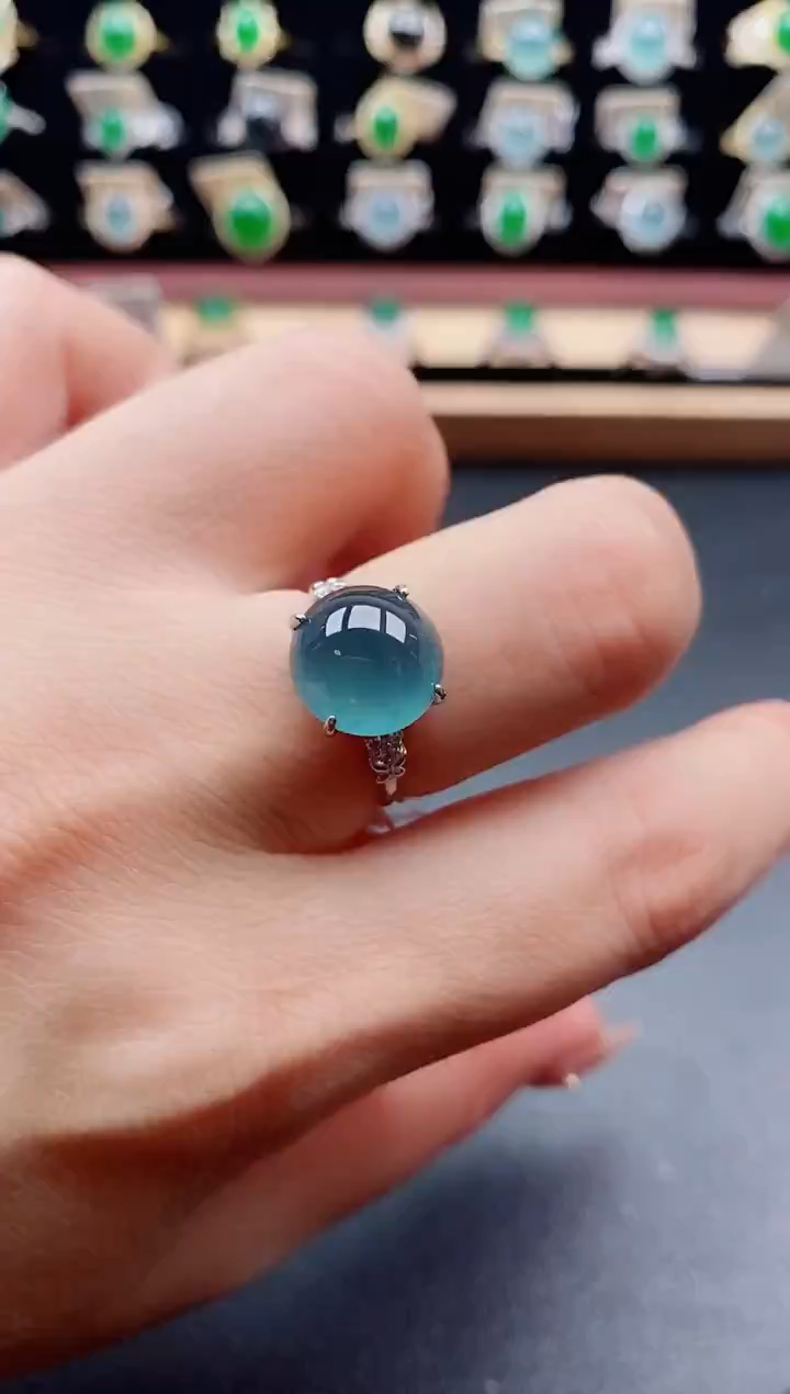 银S925镶嵌戒指翡翠1