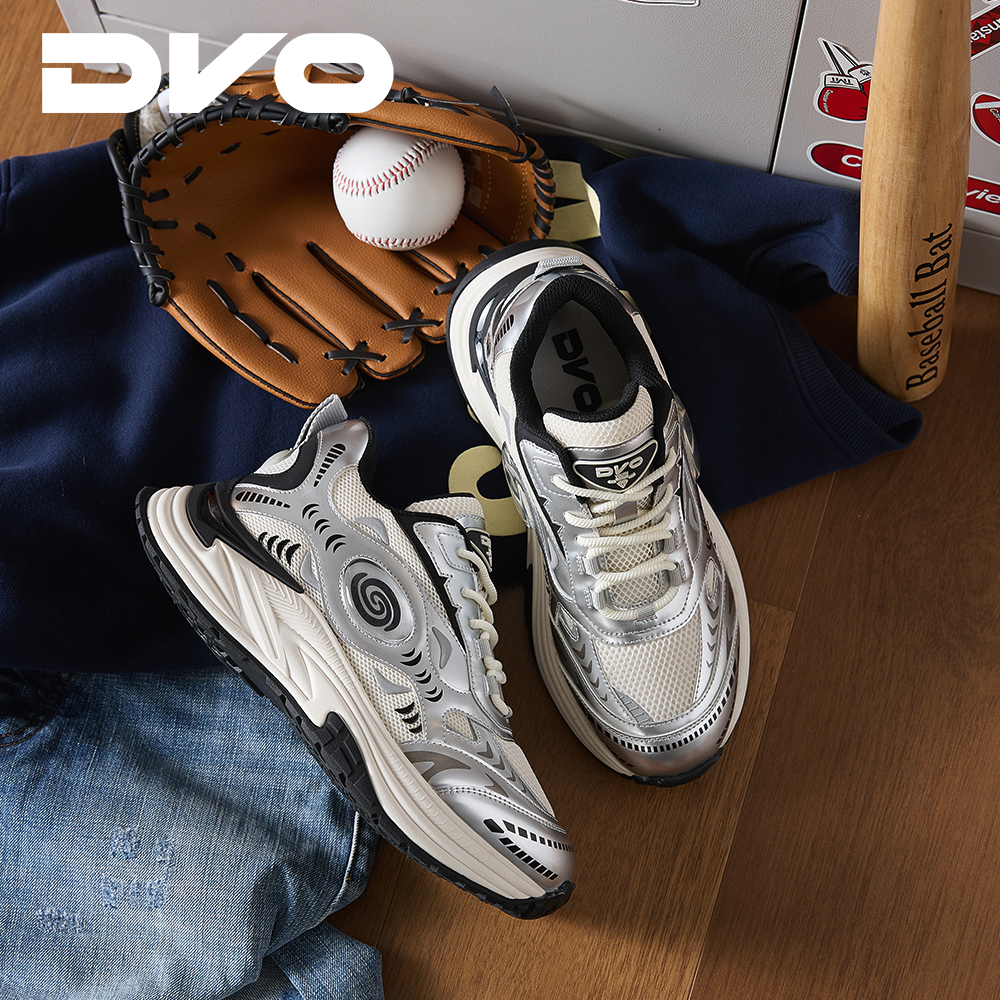 DVO【液态银】7CM隐形增高老爹鞋男机甲风透气网页鞋厚底男鞋潮夏季