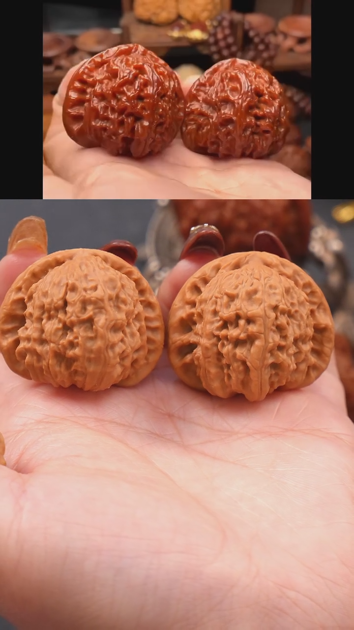 【闪购商品】文玩核桃把件36三角白