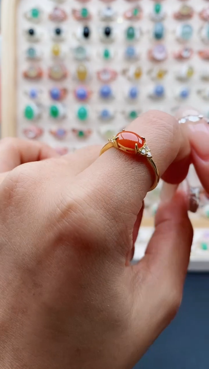 【闪购商品】翡翠戒指银S925镶嵌缅甸天然A货翡翠222  4+7