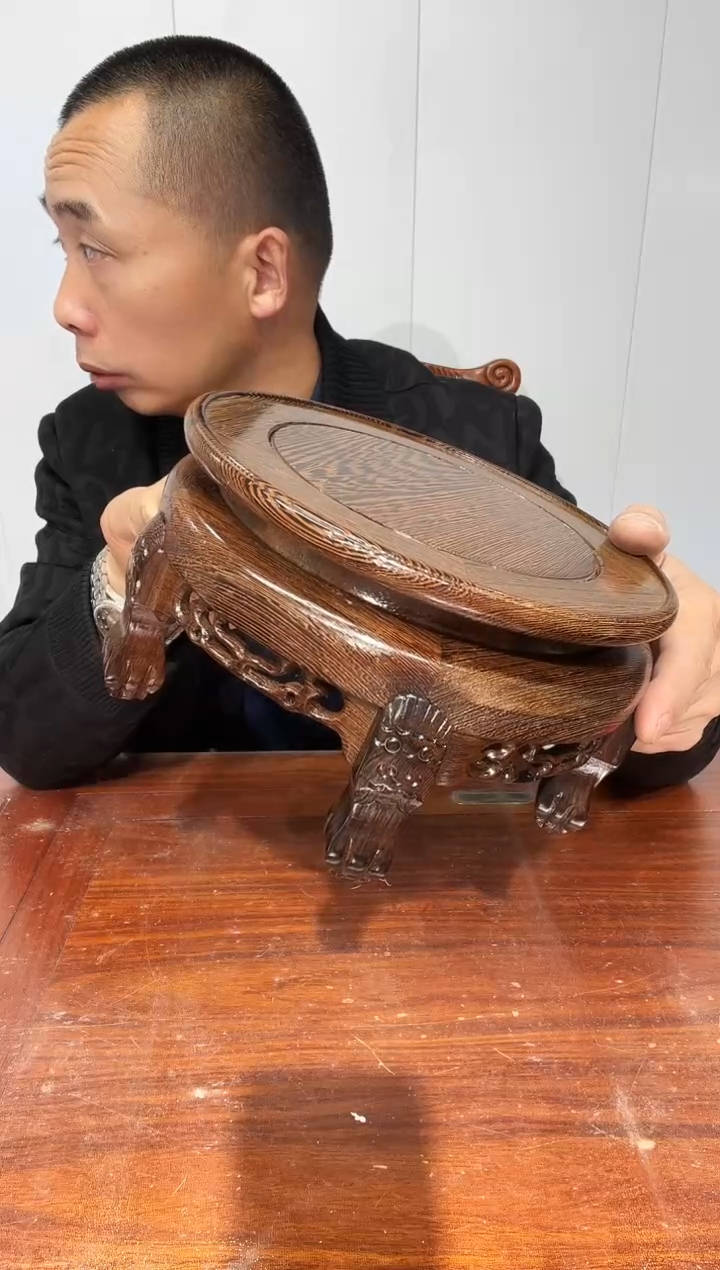 木德**物鸡翅木虎头几20*22*12.5两个