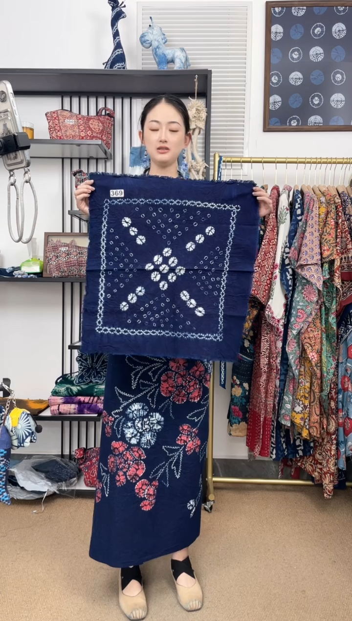 【闪购商品】369白族非遗手工扎染方巾55x55