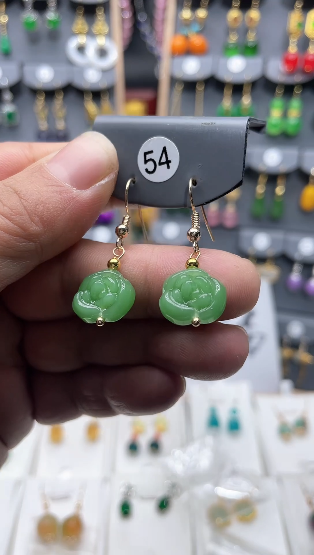 【闪购商品】和田玉耳饰14K金镶嵌碧玉