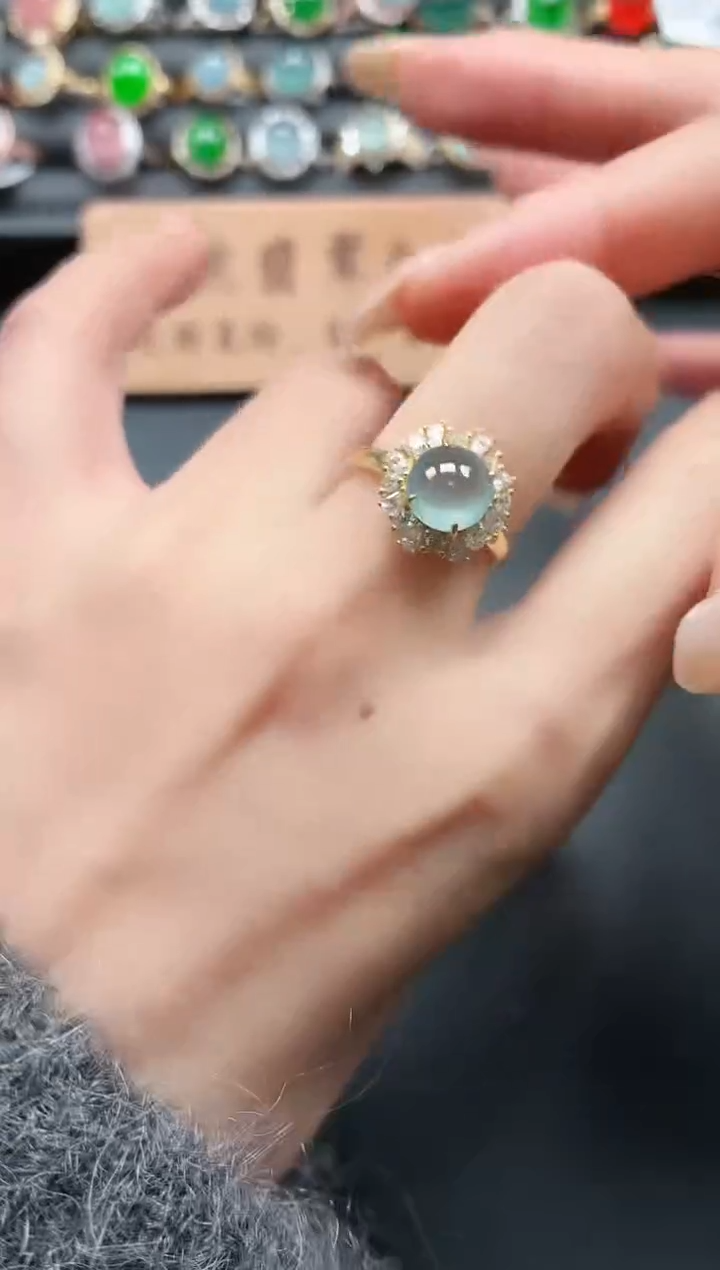 银S925镶嵌戒指翡翠11