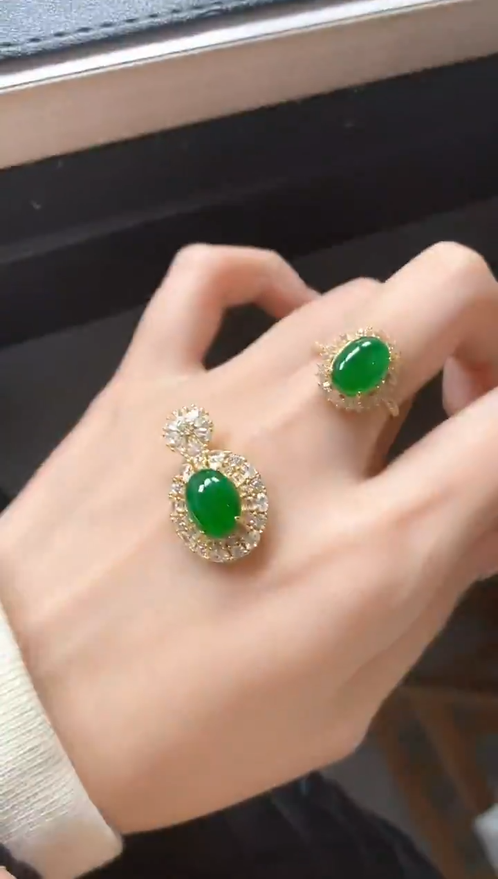 银S925镶嵌戒指翡翠51151