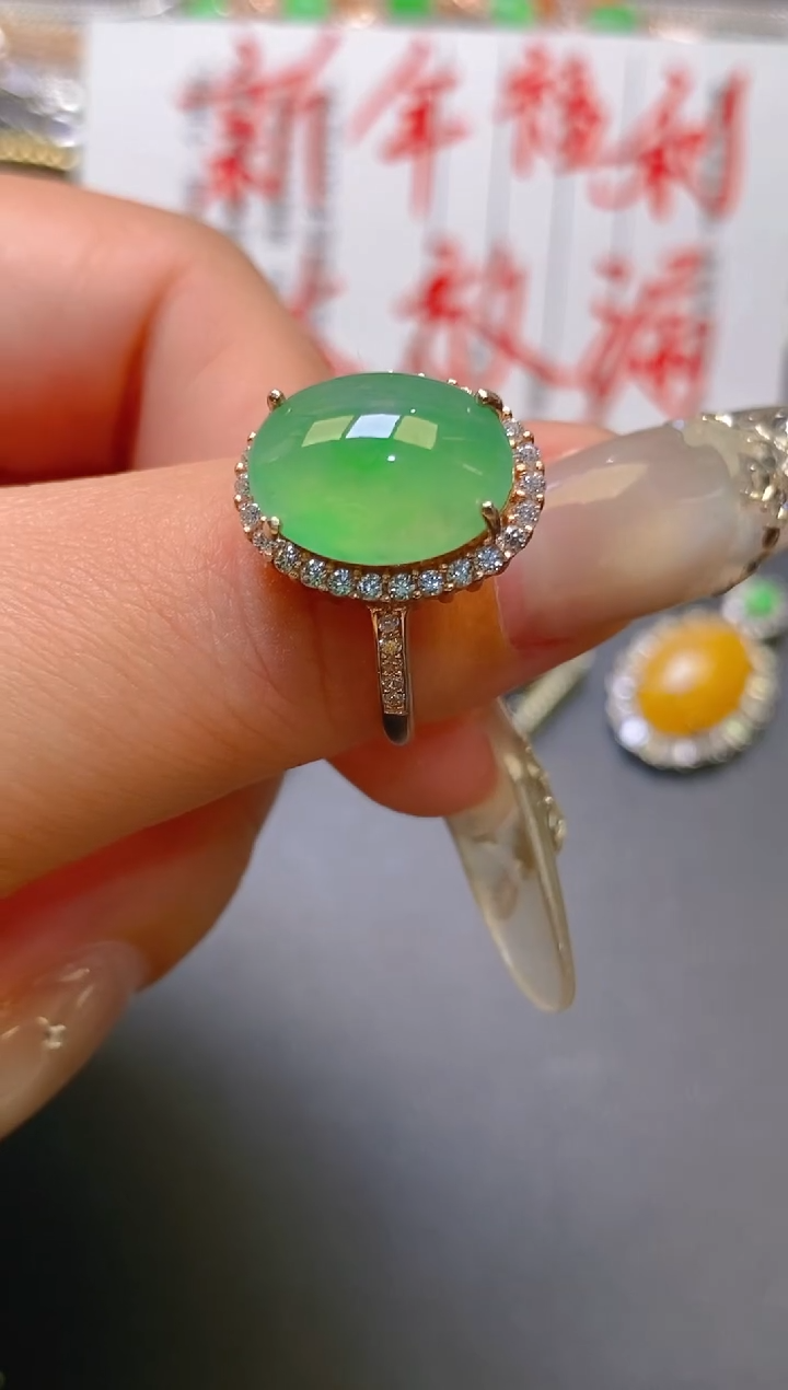 【闪购商品】翡翠耳饰银S925镶嵌天然A货翡翠1
