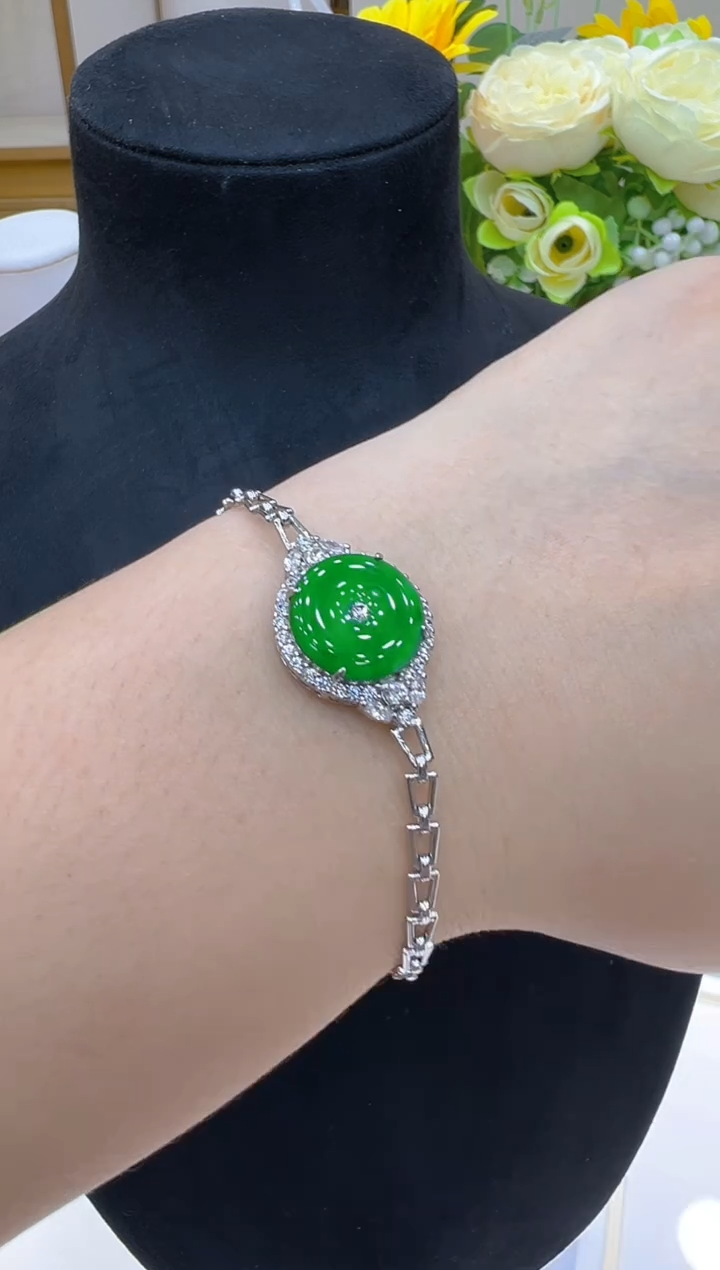 银S925镶嵌手链翡翠多样性团购发一件