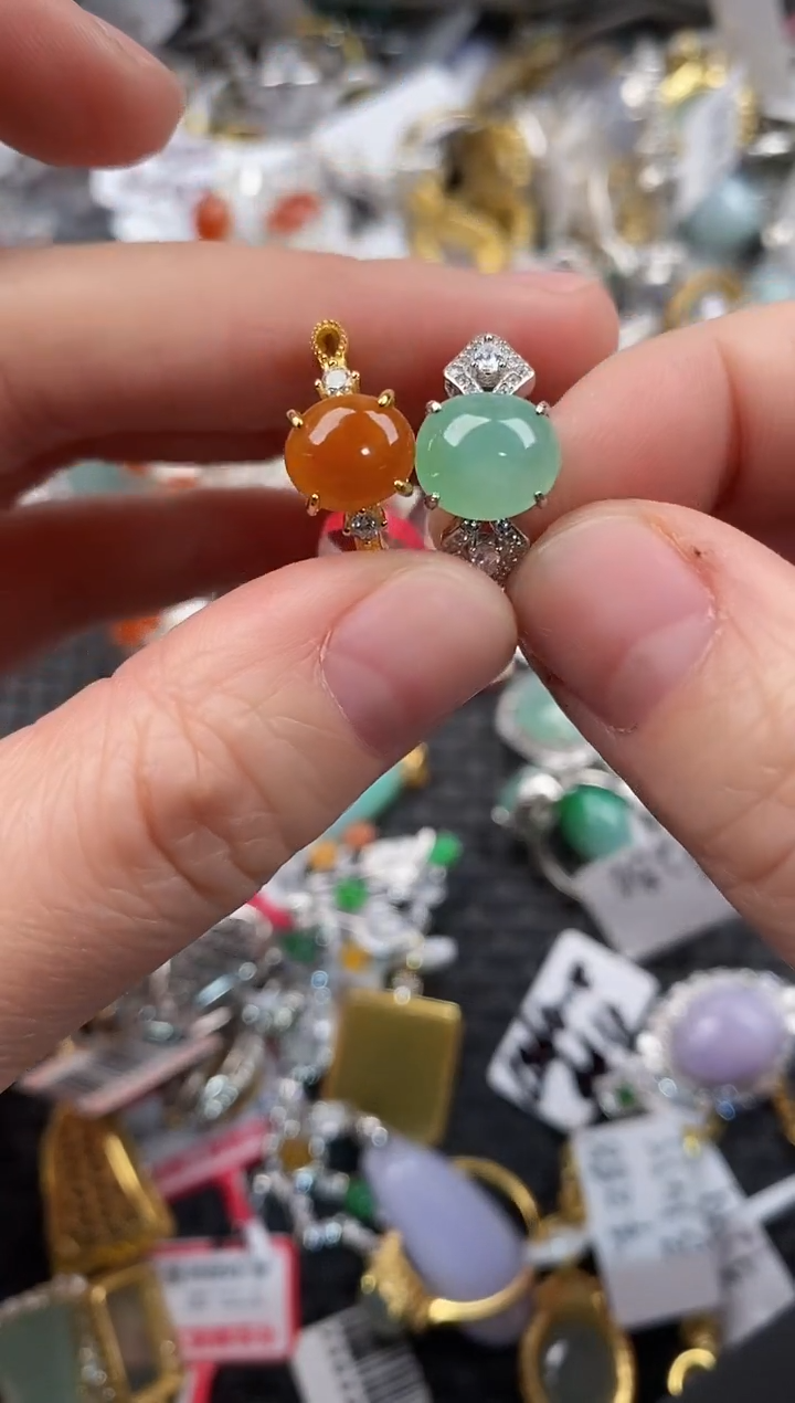 银S925镶嵌戒指翡翠666              1