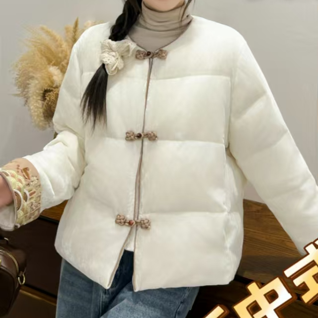 【锦衣服饰】MXY 8118新中式盘扣缎面丝绒羽绒外套