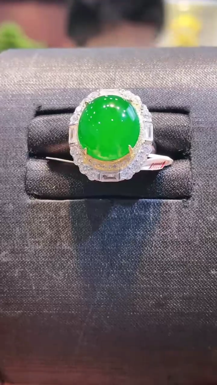 【闪购商品】翡翠项链银S925镶嵌天然A货翡翠A4