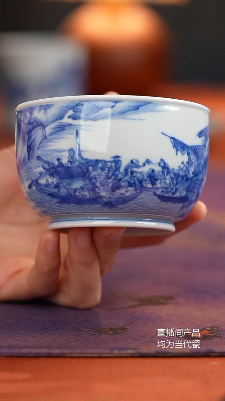 天心传人手造渔邨图缸杯