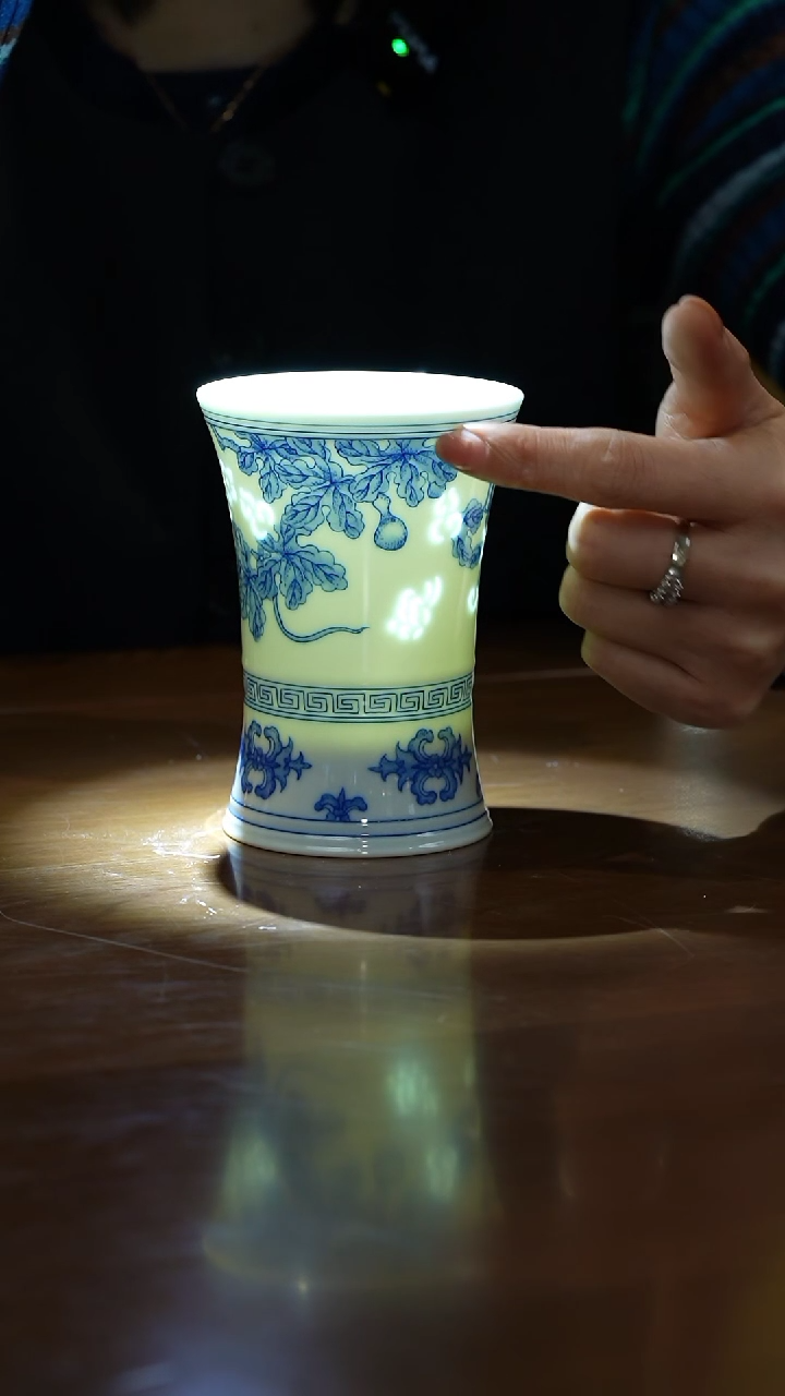 【闪购商品】富玉玲珑瓷-葫芦纹玉露杯（柴窑）